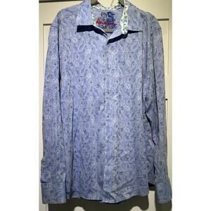 ROBERT GRAHAM Men’s Blue Paisley Long Sleeve Shirt Size 2XL